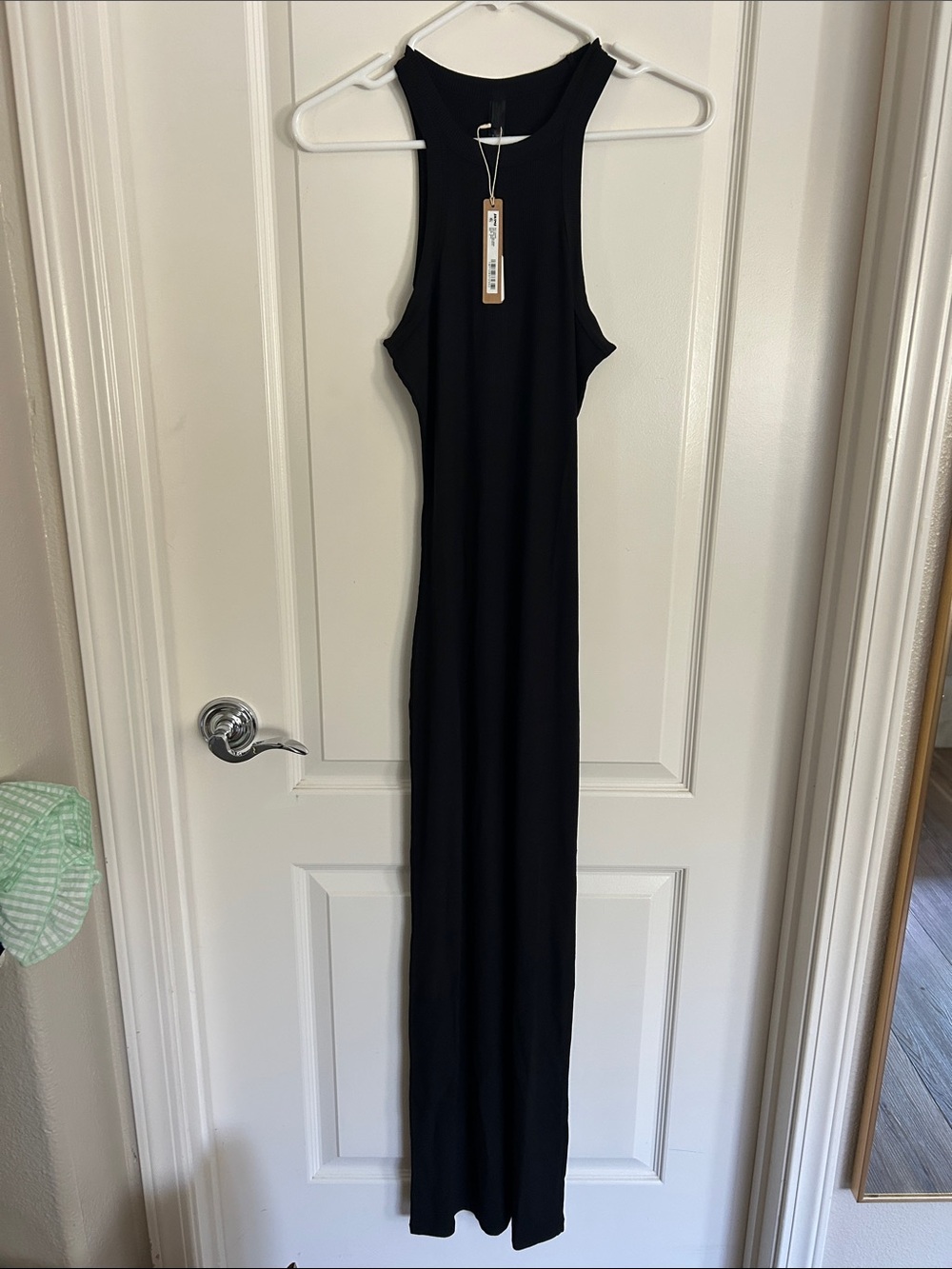 SKIMS Black Ribbed high neck lounge tank dress new small medium